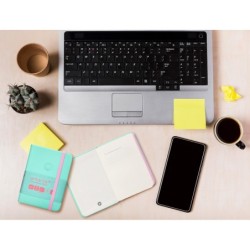 Cuaderno con gomilla antartik notes tapa dura a7 hojas lisas rosa y turquesa 80 hojas 80 gr fsc