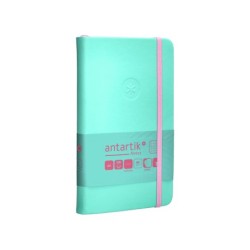 Cuaderno con gomilla antartik notes tapa dura a6 hojas cuadricula rosa y turquesa 100 hojas 80 gr fsc
