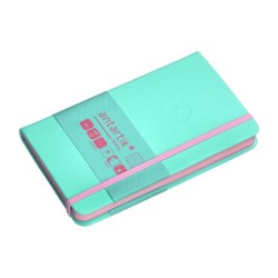 Cuaderno con gomilla antartik notes tapa dura a6 hojas cuadricula rosa y turquesa 100 hojas 80 gr fsc