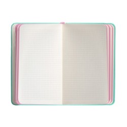 Cuaderno con gomilla antartik notes tapa dura a6 hojas cuadricula rosa y turquesa 100 hojas 80 gr fsc
