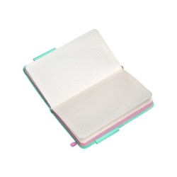 Cuaderno con gomilla antartik notes tapa dura a6 hojas cuadricula rosa y turquesa 100 hojas 80 gr fsc