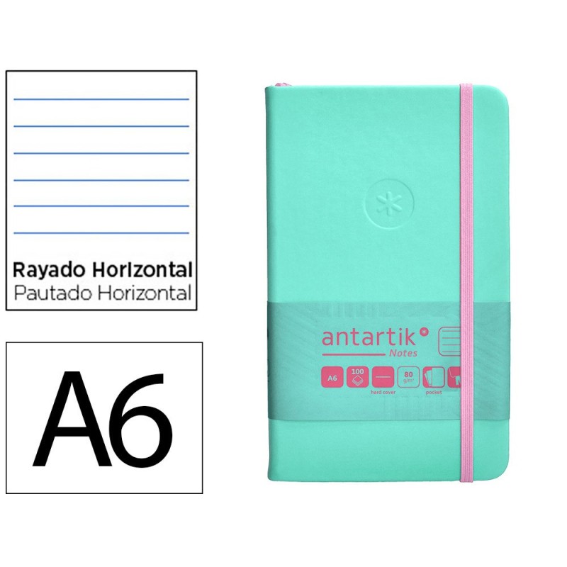 Cuaderno con gomilla antartik notes tapa dura a6 hojas rayas rosa y turquesa 100 hojas 80 gr fsc Cuaderno con gomilla antartik notes tapa dura a6 hojas rayas rosa y turquesa 100 hojas 80 gr fsc