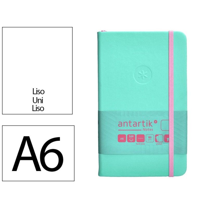 Cuaderno con gomilla antartik notes tapa dura a6 hojas lisas rosa y turquesa 100 hojas 80 gr fsc Cuaderno con gomilla antartik notes tapa dura a6 hojas lisas rosa y turquesa 100 hojas 80 gr fsc