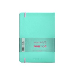 Cuaderno con gomilla antartik notes tapa dura a5 hojas cuadricula rosa y turquesa 100 hojas 80 gr fsc