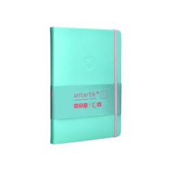 Cuaderno con gomilla antartik notes tapa dura a5 hojas cuadricula rosa y turquesa 100 hojas 80 gr fsc