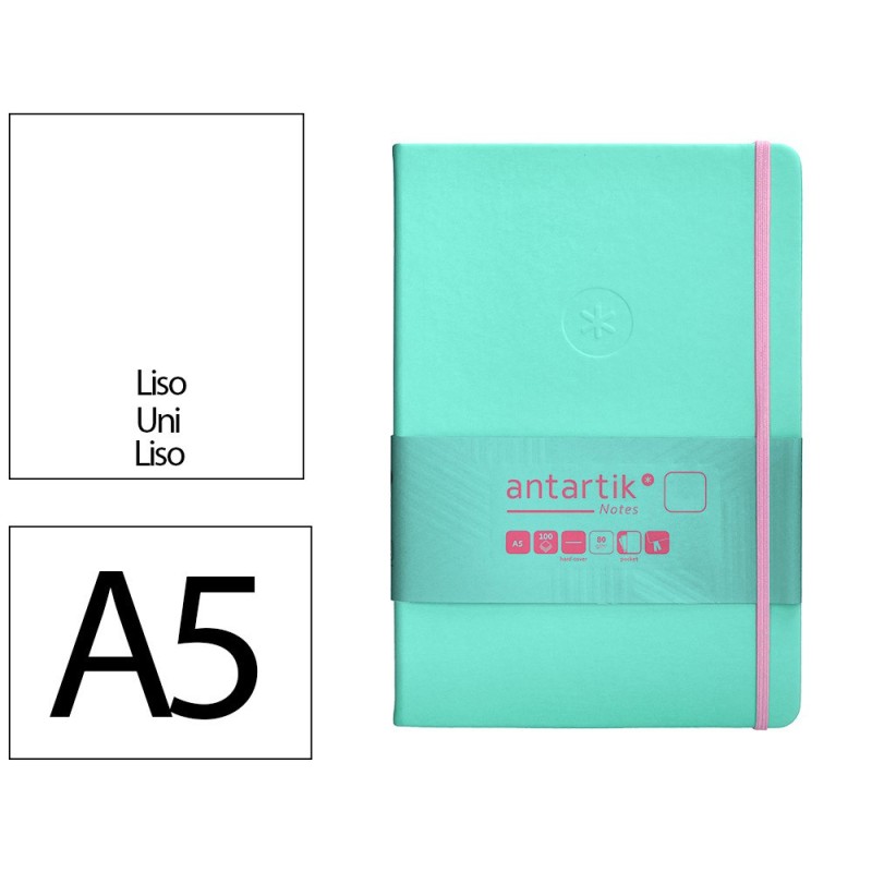 Cuaderno con gomilla antartik notes tapa dura a5 hojas lisas rosa y turquesa 100 hojas 80 gr fsc Cuaderno con gomilla antartik notes tapa dura a5 hojas lisas rosa y turquesa 100 hojas 80 gr fsc