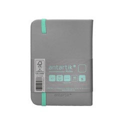 Cuaderno con gomilla antartik notes tapa dura a7 hojas lisas gris y turquesa 80 hojas 80 gr fsc