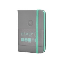 Cuaderno con gomilla antartik notes tapa dura a7 hojas lisas gris y turquesa 80 hojas 80 gr fsc