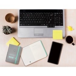 Cuaderno con gomilla antartik notes tapa dura a7 hojas lisas gris y turquesa 80 hojas 80 gr fsc