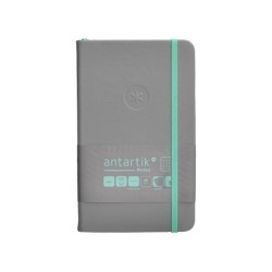 Cuaderno con gomilla antartik notes tapa dura a6 hojas cuadricula gris y turquesa 100 hojas 80 gr fsc