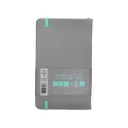 Cuaderno con gomilla antartik notes tapa dura a6 hojas cuadricula gris y turquesa 100 hojas 80 gr fsc