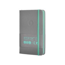 Cuaderno con gomilla antartik notes tapa dura a6 hojas cuadricula gris y turquesa 100 hojas 80 gr fsc