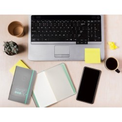 Cuaderno con gomilla antartik notes tapa dura a6 hojas cuadricula gris y turquesa 100 hojas 80 gr fsc