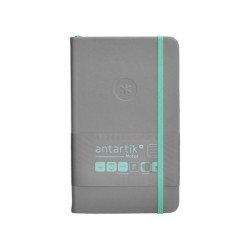 Cuaderno con gomilla antartik notes tapa dura a6 hojas rayas gris y turquesa 100 hojas 80 gr fsc