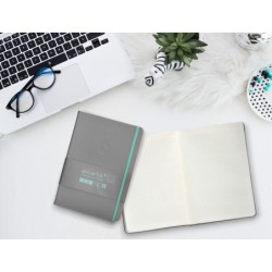 Cuaderno con gomilla antartik notes tapa dura a5 hojas cuadricula gris y turquesa 100 hojas 80 gr fsc