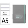 Cuaderno con gomilla antartik notes tapa dura a5 hojas rayas gris y turquesa 100 hojas 80 gr fsc