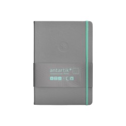 Cuaderno con gomilla antartik notes tapa dura a5 hojas rayas gris y turquesa 100 hojas 80 gr fsc