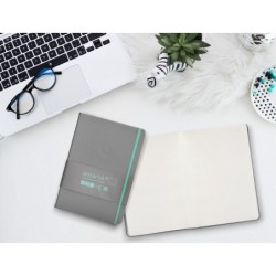 Cuaderno con gomilla antartik notes tapa dura a5 hojas puntos gris y turquesa 100 hojas 80 gr fsc