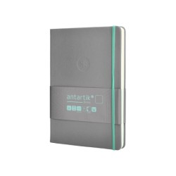 Cuaderno con gomilla antartik notes tapa dura a5 hojas lisas gris y turquesa 100 hojas 80 gr fsc