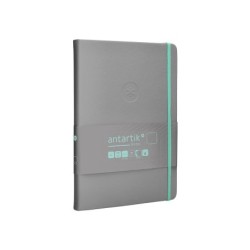 Cuaderno con gomilla antartik notes tapa dura a5 hojas lisas gris y turquesa 100 hojas 80 gr fsc