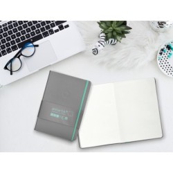 Cuaderno con gomilla antartik notes tapa dura a5 hojas lisas gris y turquesa 100 hojas 80 gr fsc