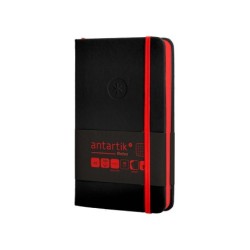 Cuaderno con gomilla antartik notes tapa dura a6 hojas cuadricula negro y rojo 100 hojas 80 gr fsc