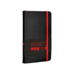 Cuaderno con gomilla antartik notes tapa dura a6 hojas cuadricula negro y rojo 100 hojas 80 gr fsc