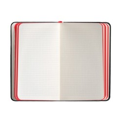 Cuaderno con gomilla antartik notes tapa dura a6 hojas cuadricula negro y rojo 100 hojas 80 gr fsc
