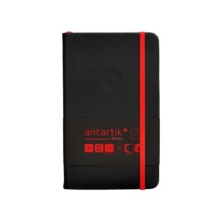 Cuaderno con gomilla antartik notes tapa dura a6 hojas rayas negro y rojo 100 hojas 80 gr fsc