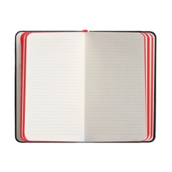Cuaderno con gomilla antartik notes tapa dura a6 hojas rayas negro y rojo 100 hojas 80 gr fsc