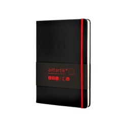 Cuaderno con gomilla antartik notes tapa dura a5 hojas rayas negro y rojo 100 hojas 80 gr fsc