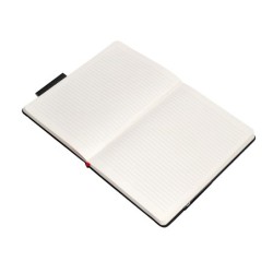 Cuaderno con gomilla antartik notes tapa dura a5 hojas rayas negro y rojo 100 hojas 80 gr fsc
