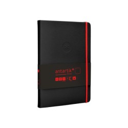 Cuaderno con gomilla antartik notes tapa dura a5 hojas lisas negro y rojo 100 hojas 80 gr fsc