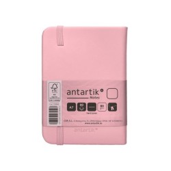 Cuaderno con gomilla antartik notes tapa dura a7 hojas lisas rosa pastel 80 hojas 80 gr fsc