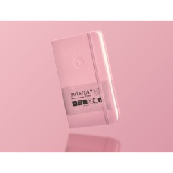 Cuaderno con gomilla antartik notes tapa dura a6 hojas cuadricula rosa pastel 100 hojas 80 gr fsc