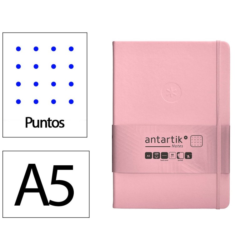 Cuaderno con gomilla antartik notes tapa dura a5 hojas puntos rosa pastel 100 hojas 80 gr fsc Cuaderno con gomilla antartik notes tapa dura a5 hojas puntos rosa pastel 100 hojas 80 gr fsc