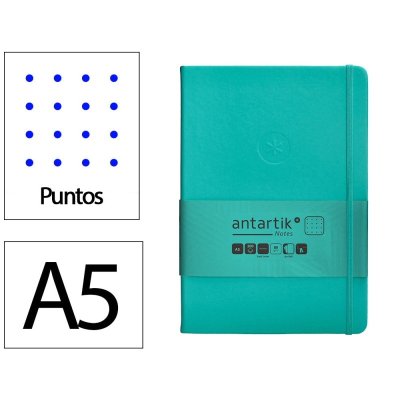 Cuaderno con gomilla antartik notes tapa dura a5 hojas puntos turquesa 100 hojas 80 gr fsc Cuaderno con gomilla antartik notes tapa dura a5 hojas puntos turquesa 100 hojas 80 gr fsc