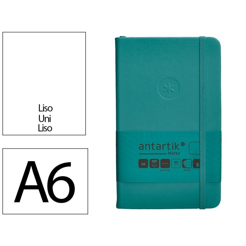 Cuaderno con gomilla antartik notes tapa dura a6 hojas lisas verde aguamarina 100 hojas 80 gr fsc Cuaderno con gomilla antartik notes tapa dura a6 hojas lisas verde aguamarina 100 hojas 80 gr fsc