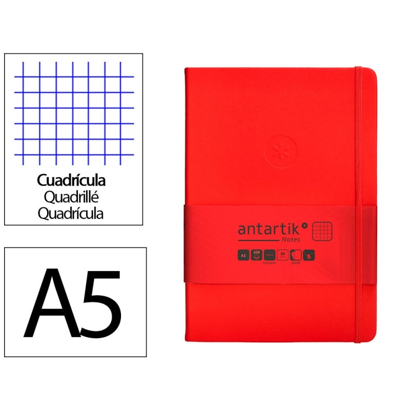 Cuaderno con gomilla antartik notes tapa dura a5 hojas cuadricula rojo 100 hojas 80 gr fsc Cuaderno con gomilla antartik notes tapa dura a5 hojas cuadricula rojo 100 hojas 80 gr fsc