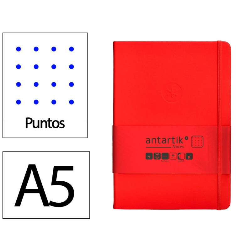 Cuaderno con gomilla antartik notes tapa dura a5 hojas puntos rojo 100 hojas 80 gr fsc Cuaderno con gomilla antartik notes tapa dura a5 hojas puntos rojo 100 hojas 80 gr fsc