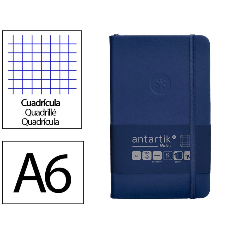 Cuaderno con gomilla antartik notes tapa dura a6 hojas cuadricula azul marino 100 hojas 80 gr fsc Cuaderno con gomilla antartik notes tapa dura a6 hojas cuadricula azul marino 100 hojas 80 gr fsc