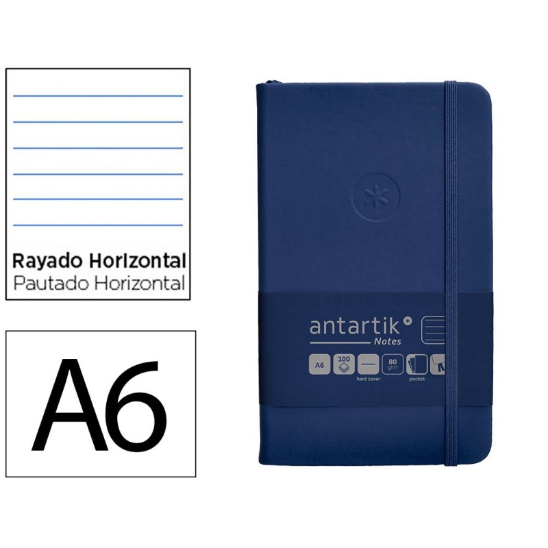 Cuaderno con gomilla antartik notes tapa dura a6 hojas rayas azul marino 100 hojas 80 gr fsc Cuaderno con gomilla antartik notes tapa dura a6 hojas rayas azul marino 100 hojas 80 gr fsc