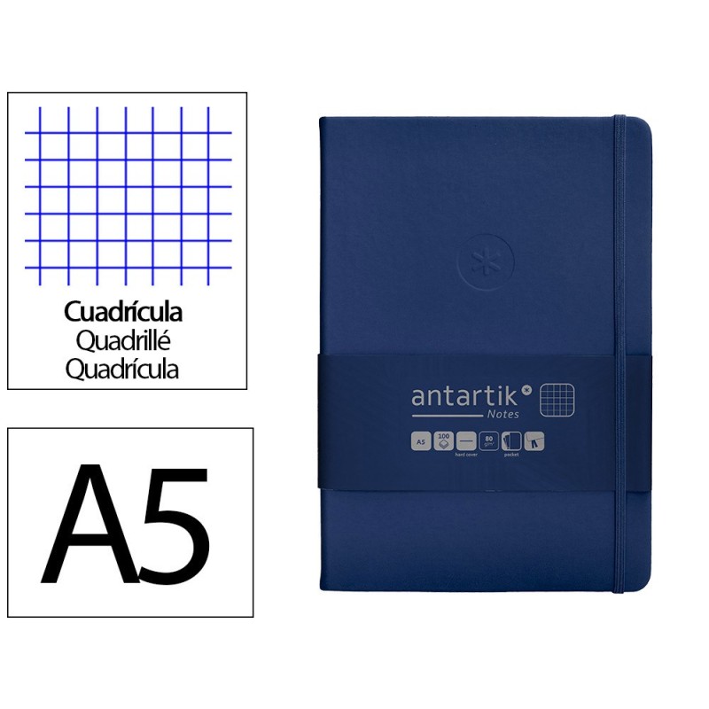 Cuaderno con gomilla antartik notes tapa dura a5 hojas cuadricula azul marino 100 hojas 80 gr fsc Cuaderno con gomilla antartik notes tapa dura a5 hojas cuadricula azul marino 100 hojas 80 gr fsc