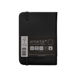 Cuaderno con gomilla antartik notes tapa dura a7 hojas lisas negro 80 hojas 80 gr fsc