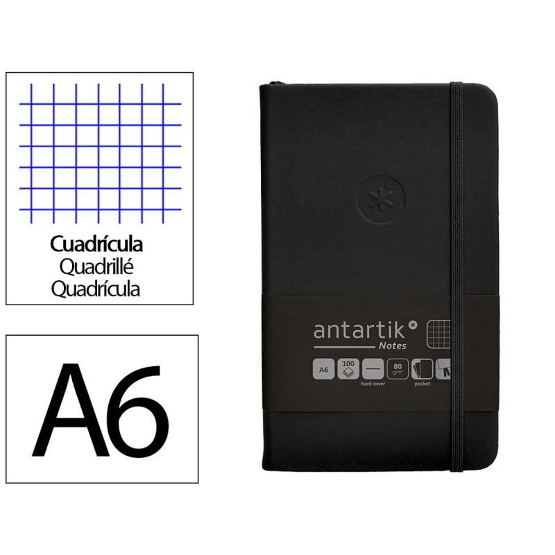 Cuaderno con gomilla antartik notes tapa dura a6 hojas cuadricula negro 100 hojas 80 gr fsc Cuaderno con gomilla antartik notes tapa dura a6 hojas cuadricula negro 100 hojas 80 gr fsc