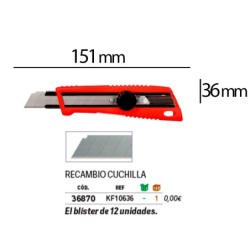 Cuter q-connect plastico ancho bloqueo de la hoja por rueda guia metalica para la cuchilla 18 mm xd-190 blister 1 unida