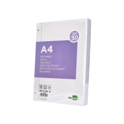 Recambio liderpapel a4 20050 hojas 90g/m2 cuadro 4 mm con margen 4 taladros