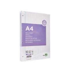 Recambio liderpapel a4 20050 hojas 90g/m2 cuadro 4 mm con margen 4 taladros