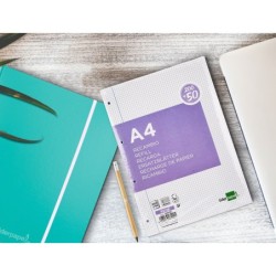 Recambio liderpapel a4 20050 hojas 90g/m2 cuadro 4 mm con margen 4 taladros