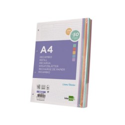 Recambio liderpapel a4 20050 hojas 90g/m2 cuadro 5 mm 4 taladros bandas de 5 colores